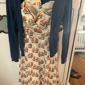 Vintage anthro bicycle dress with matching cardigan
